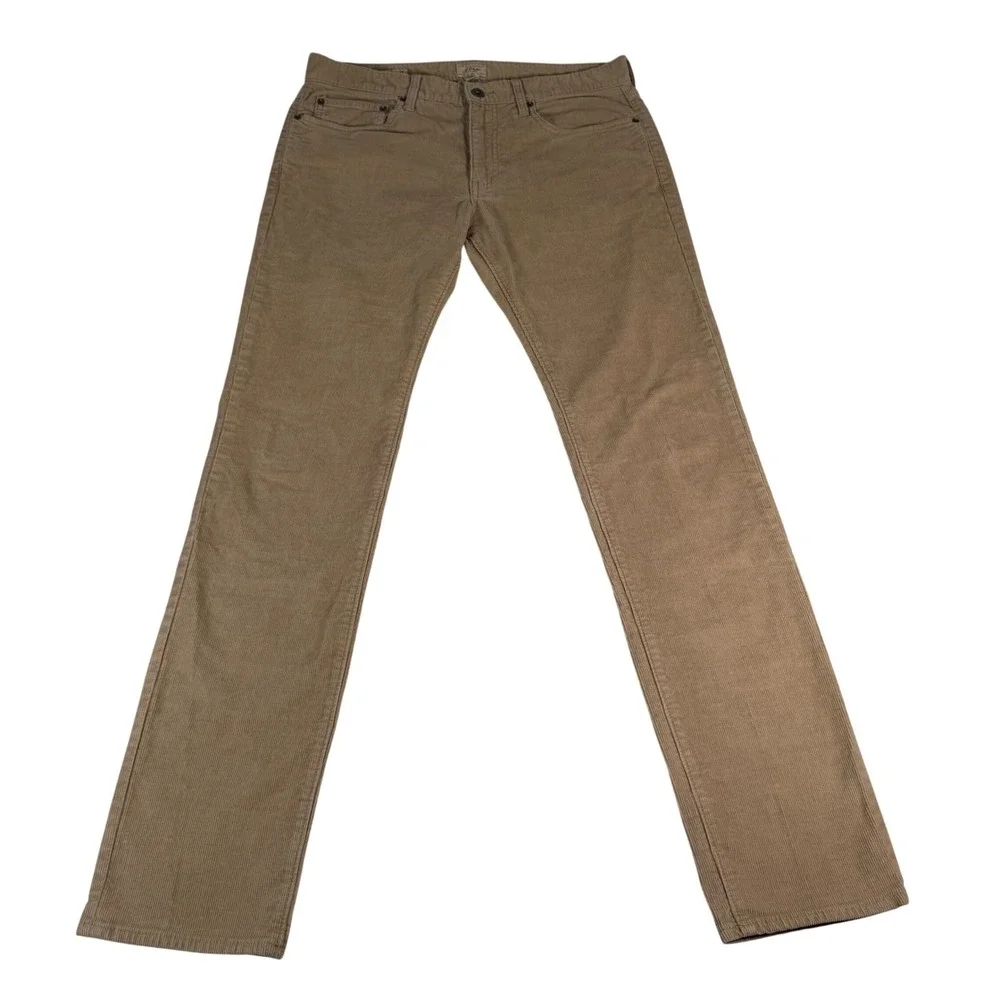 J.Crew 484 Slim Fit Pants Mens 32x34 Tan Cotton Corduroy Preppy Classic Trousers